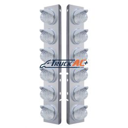 SS Front Air Cleaner Bracket W/12X 17 LED Beehive Lights & Visors For Peterbilt-Amber LED/Clear Lens - United Pacific 37397