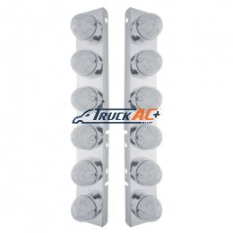 SS Front Air Cleaner Bracket With 12X 19 LED Bullet Style Lights & Bezels For Peterbilt-Amber LED/Clear Lens - United Pacific 37465