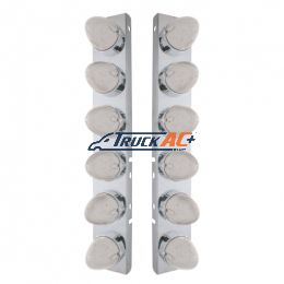 SS Front Air Cleaner Bracket With 12X 19 LED Beehive Lights & Bezels For Peterbilt-Amber LED/Clear Lens - United Pacific 37987