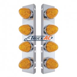 SS Front Air Cleaner Bracket With 8X 19 LED Watermelon Lights & Bezels For Peterbilt-Amber LED & Lens - United Pacific 37990