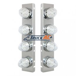 SS Front Air Cleaner Bracket With 8X 19 LED Beehive Lights & Bezels For Peterbilt-Amber LED/Clear Lens - United Pacific 37993