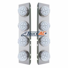 SS Front Air Cleaner Bracket With 8X 17 Amber LED Reflector Lights & SS Bezels For Peterbilt-Clear Lens - United Pacific 39631