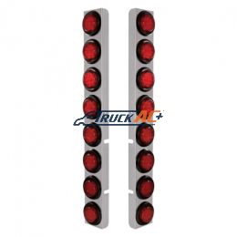 SS Rear Air Cleaner Bracket With 16X 9 LED 2" Lights For Peterbilt-Red LED & Lens - United Pacific 37331