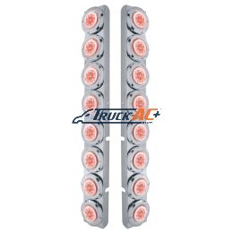 SS Rear Air Cleaner Bracket With 16X 9 LED 2" Lights & Bezels For Peterbilt-Red LED/Clear Lens - United Pacific 37332