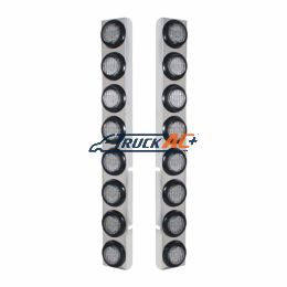 SS Rear Air Cleaner Bracket With 16X 9 LED 2" Lights For Peterbilt-Red LED/Clear Lens - United Pacific 37333