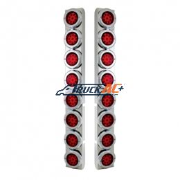 SS Rear Air Cleaner Bracket With 16X 9 LED 2" Reflector Lights & Bezels For Peterbilt-Red LED & Lens - United Pacific 37334