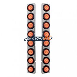SS Rear Air Cleaner Bracket With 16X 9 LED 2" Reflector Lights For Peterbilt-Red LED & Lens - United Pacific 37335