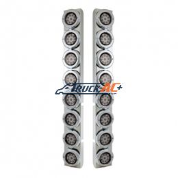 SS Rear Air Cleaner Bracket With 16X 9 LED 2" Reflector Lights & Bezels For Peterbilt-Red LED/Clear Lens - United Pacific 37336