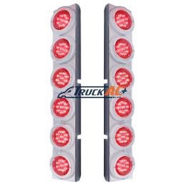 Rear Air Cleaner Bracket With 12 Flat LED Lights & Bezel For Peterbilt- Red LED/Red Lens - United Pacific 37342