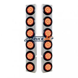 SS Rear Air Cleaner Bracket With 12X 9 LED 2" Reflector Lights For Peterbilt-Red LED & Lens - United Pacific 37347
