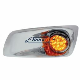 Fog Light Cover With Amber LED Clear Style Reflector Light & Visor For 2007-17 KW T660- Driver -Amber Lens - United Pacific 42712