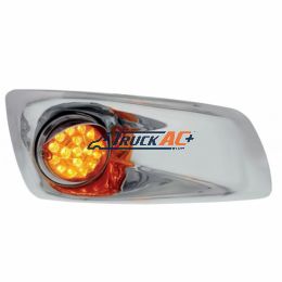 Fog Light Cover With 17 Amber LED Clear Style Reflector Light & Visor For 2007-17 KW T660- Passenger -Amber Lens - United Pacific 42744
