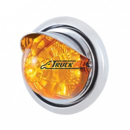 Front Bumper Light With 17 Amber LED Reflector Watermelon Light & Visor For Freightliner Columbia - Amber Lens - United Pacific 39158