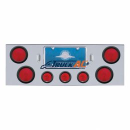 Chrome Rear Center Panel With Four 4" Lights & Three 2-1/2" Lights & Grommets - United Pacific 21435