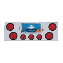 Stainless Rear Center Panel With 4X 4" Lights & 3X 2-1/2" Beehive Lights & Grommets - United Pacific 21496