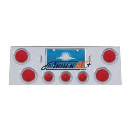 Stainless Rear Center Panel With 4X 4" Lights & 3X 2-1/2" Beehive Lights & Visors - United Pacific 21499