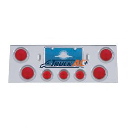 Stainless Rear Center Panel With 4X 4" Lights & 3X 2-1/2" Flat Lights & Visors - United Pacific 21608