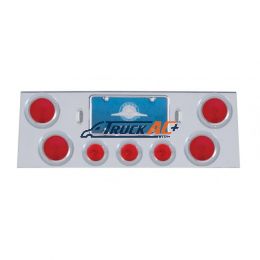 Stainless Rear Center Panel With 4X 4" Lights & 3X 2-1/2" Flat Lights & Bezels - United Pacific 21609