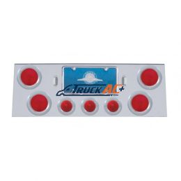 Stainless Rear Center Panel With 4X 4" Lights & 3X 2-1/2" Beehive Lights & Bezels - United Pacific 21611
