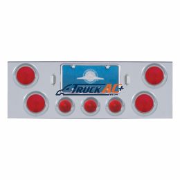 Chrome Rear Center Panel With Four 4" Lights & Three 2-1/2" Beehive Lights & Visors - United Pacific 31598