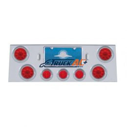 SS Rear Center Panel With 4X 10 LED 4" Light & 3X 13 LED 2-1/2" Beehive Light+Visor-Red LED & Lens - United Pacific 34501