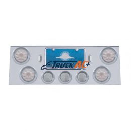 SS Rear Center Panel With 4X 10 LED 4" Lights & 3X 13 LED 2-1/2" Lights & Visors -Red LED/Clear Lens - United Pacific 34502