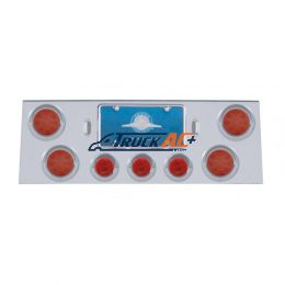 SS Rear Center Panel With 4X 12 LED 4" Reflector Light & 3X 13 LED 2-1/2" Light & Visor -Red LED & Lens - United Pacific 34504