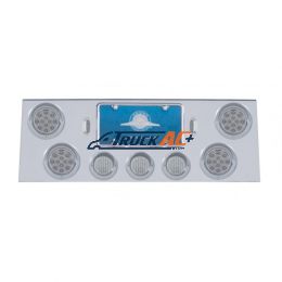 SS Rear Center Panel With 4X 12 LED 4" Reflector Light & 3X 13 LED 2-1/2" Light & Visor -Red LED/Clear Lens - United Pacific 34506