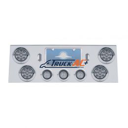 SS Rear Center Panel +4X LED 4" Refl. Light & 3X LED 2-1/2" Beehive Light & Visor-Red LED/Clear Lens - United Pacific 34507