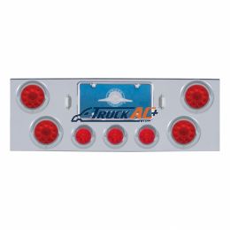 CR Rear Center Panel With 4X 10 LED 4" Lights & 3X 13 LED 2-1/2" Beehive Lights & Visors-Red LED & Lens - United Pacific 34509