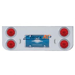 Chrome Rear Center Panel With Four 10 LED 4" Lights & Visors - Red LED/Red Lens - United Pacific 34520
