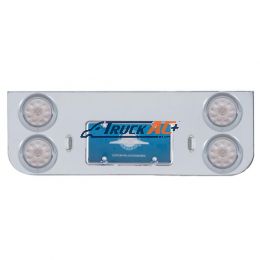 Chrome Rear Center Panel With Four 10 LED 4" Lights & Visors - Red LED/Clear Lens - United Pacific 34521