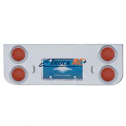 Chrome Rear Center Panel With Four 12 LED 4" Reflector Lights & Visors - Red LED/Red Lens - United Pacific 34522