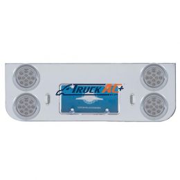 Chrome Rear Center Panel With Four 12 LED 4" Reflector Lights & Visors - Red LED/Clear Lens - United Pacific 34523