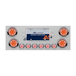 SS Rear Center Panel With 4X 7 LED 4" Reflector Lights & 6X 9 LED 2" Lights & Visors -Red LED/Clear Lens - United Pacific 34567