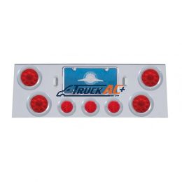 SS Rear Center Panel With 4X 10 LED 4" Light & 3X 13 LED 2-1/2" Beehive Light+Bezel -Red LED & Lens - United Pacific 34601