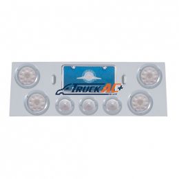 SS Rear Center Panel With 4X 10 LED 4" Light & 3X 13 LED 2-1/2" Beehive Light+Bezel-Red LED/Clear Lens - United Pacific 34603