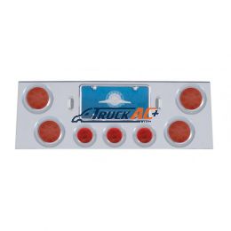 SS Rear Center Panel With 4X 12 LED 4" Reflector Light & 3X 13 LED 2-1/2" Light & Bezel -Red LED & Lens - United Pacific 34604