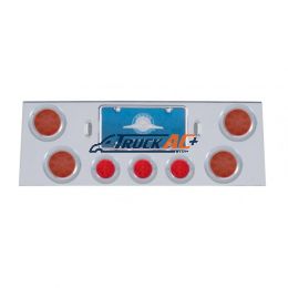 SS Rear Center Panel +4X LED 4" Refl. Light & 3X LED 2-1/2" Beehive Light & Bezel-Red LED & Lens - United Pacific 34605
