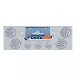 SS Rear Center Panel +4X LED 4" Refl. Light & 3X LED 2-1/2" Beehive Light & Bezel-Red LED/Clear Lens - United Pacific 34607