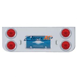 Chrome Rear Center Panel With Four 10 LED 4" Lights & Bezels - Red LED/Red Lens - United Pacific 34620