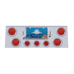 SS Rear Center Panel With 4X 7 LED 4" Reflector Lights & 3X 13 LED 2-1/2" Lights -Red LED & Lens - United Pacific 34662