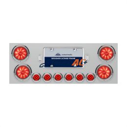 SS Rear Center Panel With 4X 10 LED 4" Lights & 6X 9 LED 2" Lights -Red LED & Lens - United Pacific 34664