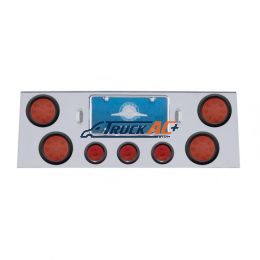 SS Rear Center Panel With 4X 12 LED 4" Reflector Lights & 3X 13 LED 2-1/2" Lights -Red LED & Lens - United Pacific 34704
