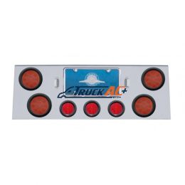 SS Rear Center Panel With 4X 12 LED 4" Reflector Light & 3X 13 LED 2-1/2" Beehive Light -Red LED & Lens - United Pacific 34705