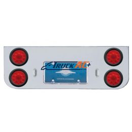 Chrome Rear Center Panel With Four 10 LED 4" Lights & Grommets - Red LED/Red Lens - United Pacific 34720