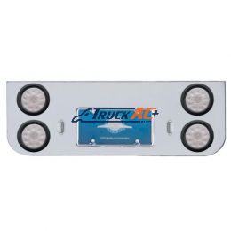 Chrome Rear Center Panel With Four 10 LED 4" Lights & Grommets - Red LED/Clear Lens - United Pacific 34721