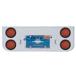 Chrome Rear Center Panel With Four 12 LED 4" Reflector Lights & Grommets - Red LED/Red Lens - United Pacific 34722