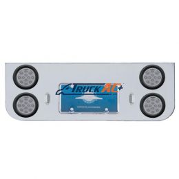 Chrome Rear Center Panel With Four 12 LED 4" Reflector Lights & Grommets - Red LED/Clear Lens - United Pacific 34723