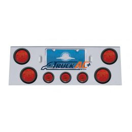 SS Rear Center Panel With 4X 7 LED 4" Reflector Lights & 3X 13 LED 2-1/2" Lights -Red LED & Lens - United Pacific 34762